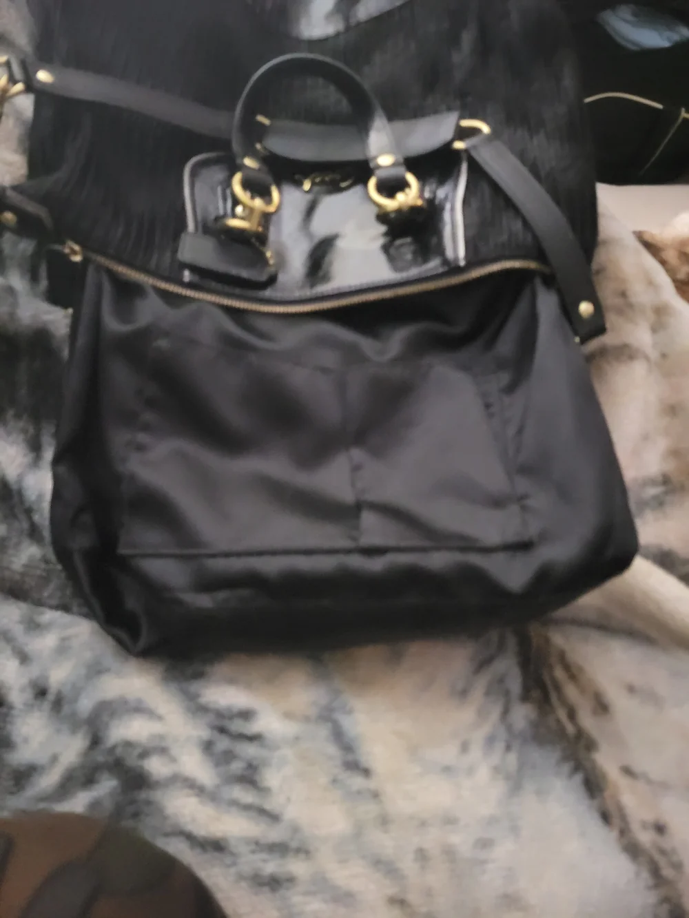 Coach Black Shoulder Tote with Gold Hardware
